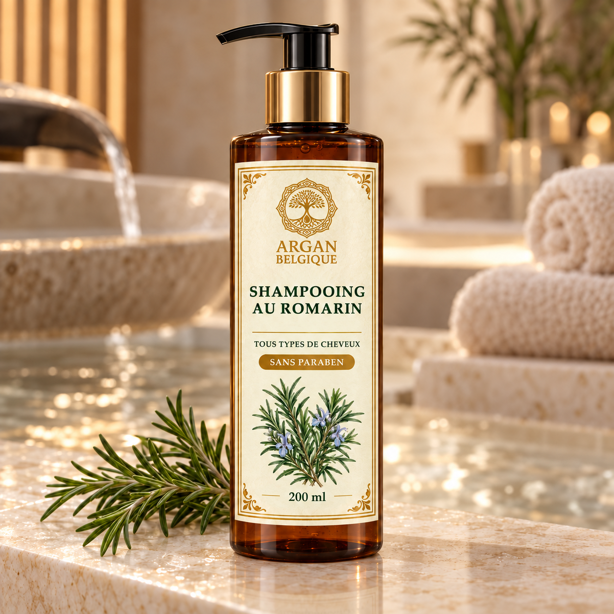 Shampooing Romarin — vue de face Argan Belgique